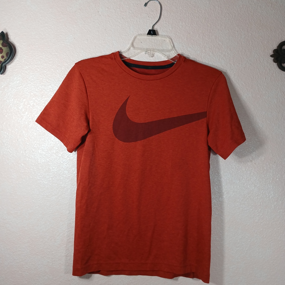 Nike Dri-Fit Boys Red Tee with Maroon Swoosh Size Boys Large